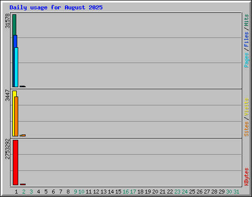Daily usage for August 2025